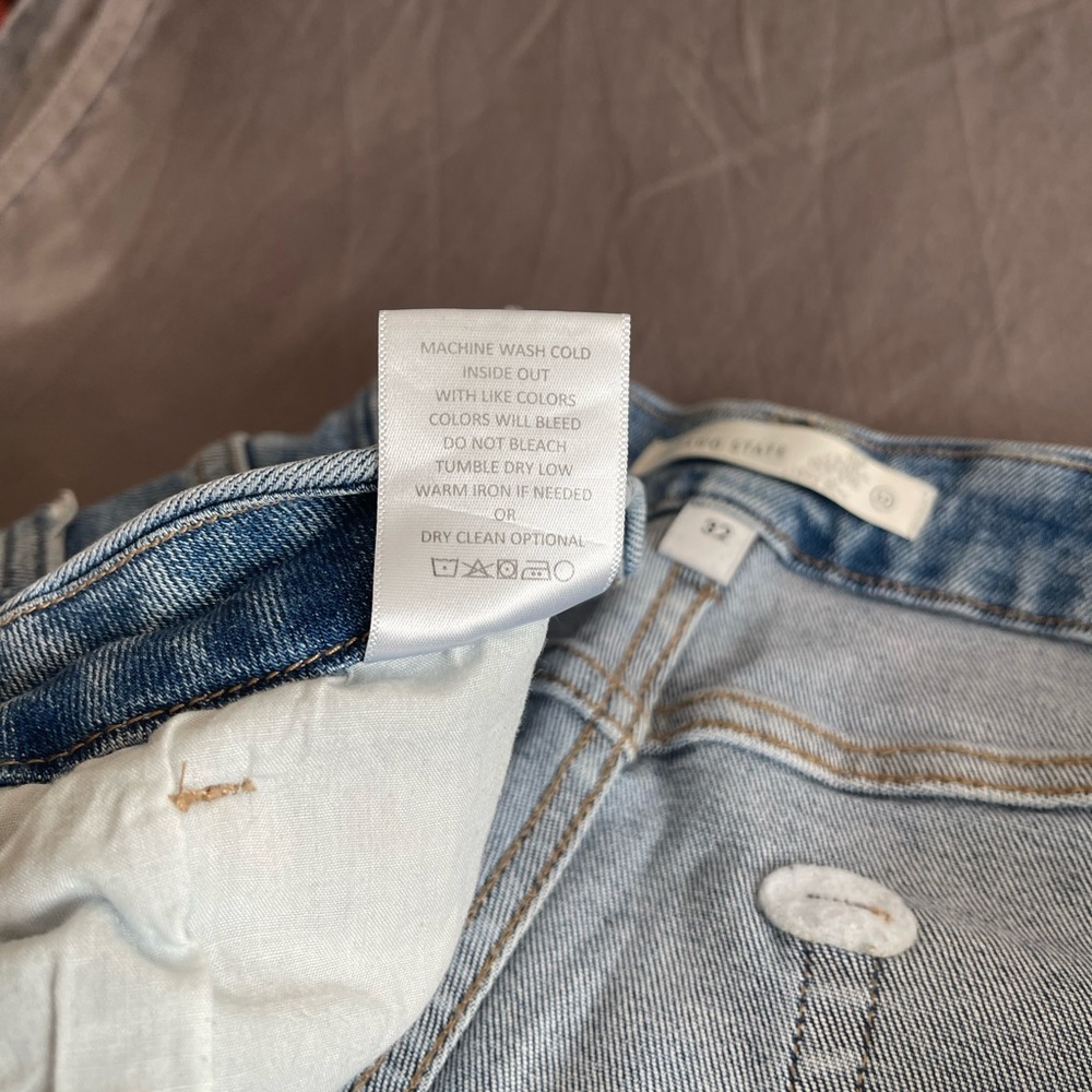 Altar’d State Mica Distressed Raw Hem Wide Leg Light Blue Women’s Jeans 32 - Picture 7 of 15